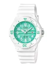 CASIO Fashion Analog White Green Women Water Resistant Watch LRW-200H-3CVDF