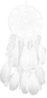 Windchimes outdoorsWhite Dream Catcher Wooden Beads Lace Pendant Feather Wind Chime Wall Hanging Room Car Home Decor Dreamcatcher OrnamentMemorial Wind Chimes