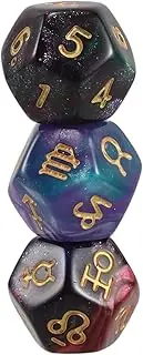 Yardwe 3pcs 12 Dual Color Sided Dice for Games Divination Dice with Zodiac Symbols for Tarot Card Reading and Astrological Learning