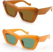 [Karsaer] Vision Retro Vintage Cateye Sunglasses for Women Square Frame 90s Sunglasses Trendy Classic 70s Shades