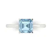 2.0 ct Asscher Cut Gemstone Solitaire Promise Ring White Gold, Anniversary Gift