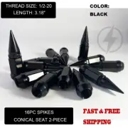 16PC EZ-GO CLUB CAR GOLF CART BLACK 3.18'' SPIKE LUG NUTS 1/2"-20 FOR GOLF CARTS