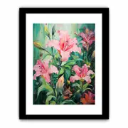 Pink Green Flower Framed print Art Poster