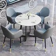 Modern Reception Table and Chair Set for Small Spaces Blue and Grey 31.4" Perfect for Coffee, Hotel Balcony, Meeting Rooms, Minimalist Design