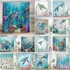 3D Turtle Octopus Shower Curtain Waterproof Bathroom Fabric Curtains Free Hooks