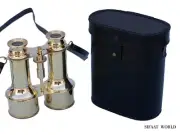 6" Commanders Brass Binoculars with Leather Case Cyber Monday Gift