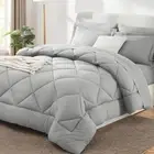 Size Comforter Set - 7 Pieces Bed in a Bag Luxury Soft Bed Set King Light Grey