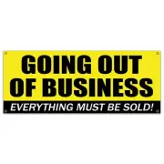 GOING OUT OF BUSINESS BANNER SIGN closeout save big huge must bankrupt