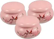 FRCOLOR 3pcs Mini Refillable Ceramic Jars for Travel Small Round Containers for Creams Lipstick and Blush Versatile Empty Sample Pots for Makeup and Herbal Ointments