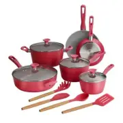 Tramontina Cookware Set 14-Piece Ceramic Nonstick, Oven+Induction Safe in Red