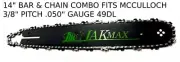 14" BAR & COMBO FITS MCCULLOCH EAGER BEAVER 2010 2012 2012S 2014 2014S 2016 2018