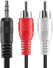 JR Joyreap 3.5mm to RCA Audio 3 Ft 1M Cable Y Adapter Splitter Converter to Left/Right Stereo 2RCA Wire Cord (Black)