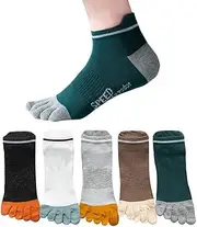 [EWEIS] 5 Pcs Toe Socks for Mens Running Socks,Cotton Five Fingers Socks with Toe Separator,Breathable Toe Separator Socks for Sports and Home,No Show Low Cut for Five Fingers Mens(Free Size 7-11)