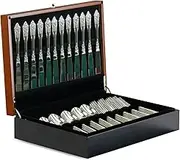 Silverware Storage Box Silverware Chest without Silverware Flatware Storage Case 15x11 Inch Tarnish Proof Felt Lined Silver Chest to Store Sterling Silverware Service for 14 Includes Polishing Cloth