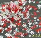 X28. Nail Art Glitter White Red STAR Sequins Christmas Manicure Craft UK