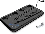 Stand with Cooling Station for PS5 and for PS5 Slim, Controller Charging Dock, Cooling Stand with 3-Level Cooling Fan and RGB Light (Black)