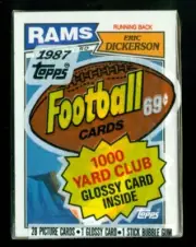 1987 Topps FB unopened cello pack (28 cards) Eric Dickerson on top - MINT