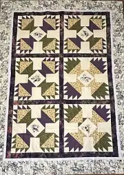 Handmade Cotton Patchwork quilt top/topper 58x79"