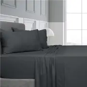 Algodon Bamboo Fitted Sheet w/ Pillowcase Home Bedding Set Charcoal Single