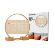 Modern Large Digital Wall Clock - Bamboo Wood with Large LED Display- Day of ...