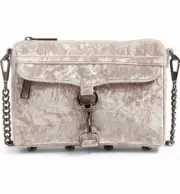 Rebecca Minkoff Mini Mac Velvet Convertible Crossbody Bag Putty color Purse New