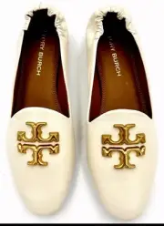 TORY BURCH ELEANOR LOAFER NEW CREAM GOAT LEATHER With Dust Bag SZ US 5 NIB