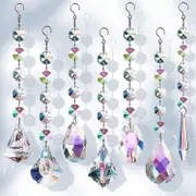 Sun Catchers with Crystals, 7 Pcs Hanging Crystals Suncatchers for Windows, Colored Crystals Prisms Glass Pendant Suncatchers Beads for Chandeliers, G