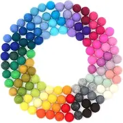 Glaciart Felt Pom Poms, Wool Balls (120 Pieces) Handmade Felted 40 Color (Red, Pink, Blue, Orange, Yellow, Gray, Black, White, Pastel & More) 1.5 cm - 0.6 Inch, Bulk Small Puff for Felting & Garland