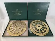 2 Vintage Virginia Metalcrafters Winterthur Solid Brass Trivets Hard To Find