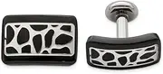 [JewelryWeb] Black Titanium and 925 Sterling Silver Polished Cobblestone Cufflinks