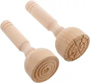 Abaodam 2pcs Brickearth Mold Cookie Stamp Cookie Stencils Cookie Molds Pottery Stamp Clay Design Stamps Pottery Craft Stamps Clay Texture Tools Clay Design Stampers Light Brown Wood