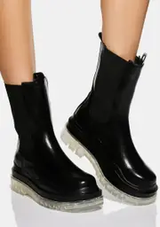 [AZALEA WANG] Clear Ghosted Wavy Ankle Boots
