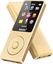 RUIZU 64GB MP3 Player with Bluetooth 5.3, 1.8 inch Screen, 30gram, Portable Music Player for Sports Running, FM Radio, Voice Recorder, Digital Audio Shuffle Playback, Support 128GB Micro SD Card, Gold
