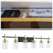NEW 49.2" Vintage 6 Lights Wall Light Fixtures Above Mirror Brass Gold & Black