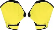 uxcell Webbed Swim Gloves, Unisex Swimming Resistance Training Gloves Webbed Paddle Aquatic Gloves for Swimming and Diving, Yellow, L