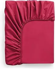 [BoNene] Queen Sheets Modern Simple Style Solid Solor Bed Sheet Fitted Sheet Elastic Band Fixed Antifouling Anti-Crease Portable Sheets Cover for Bed Queen Sheet Set (Color : Wine, Size : Spain)