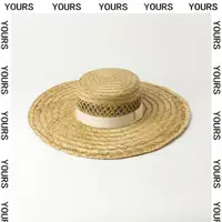 在飛比找ETMall東森購物網優惠-草帽小眾手編平頂織帶大檐禮帽