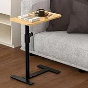 Sofa Armrest Tray Table - 360° Swivel TV Trays - Height Adjustable Side Table for Bed or Chair with Phone and Tablet Slots - End Tables for Small Spaces