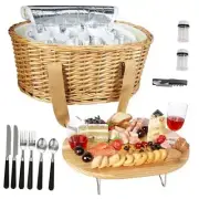 Wicker Picnic Basket Set for 2 with Mini Folding Wine Picnic 2 person Green