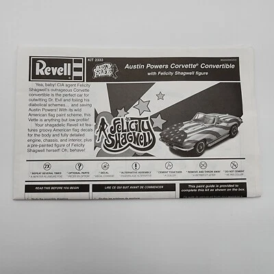 Revell 1/25 Austin Powers Corvette Convertible 85-2333 Directions instructions
