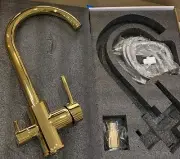 3 Way Kitchen Shiny Gold Mixer Tap Hot Cold & Filtered Water