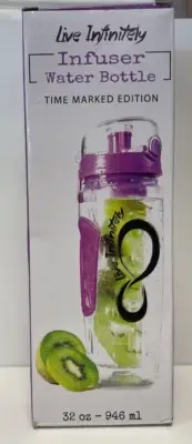 Live Infinitely 32 oz. Fruit Infuser Water Bottles With Time Marker, Insulation