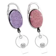 2 Pack Retractable ID Badge Holder with Clip, ID Name Badge Reels with Bling ...