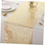 3 Pieces Gold Table Runner Metallic Glitter Table Cloths Runner 12 x 84 Inch