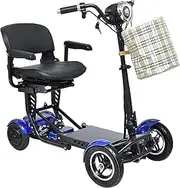 Foldable Mobility Scooter, 4-Wheel Electric Mobility Scooter For Adults, Elderly People With Disabilities, Height-Adjustable Tiller, Top Speed 19 Km/H,15.6ah (Color : C)