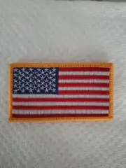 AMERICAN FLAG EMBROIDERED PATCH GOLD BORDER USA w/ hook and loop self fastners.