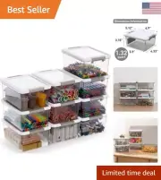 Small Storage Bins with Lids - Stackable & Neatly Organize Small Items - 10 Pack