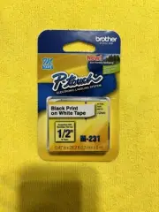 Brother P-touch M-231 1/2" Black Print on White Tape