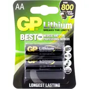 2pc GP 1.5V Lithium 1200mAh Single Use Battery for Smoke Alarms/Detectors