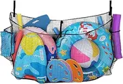Uoqpty Pool Toy Net, Mesh Floats Organizer, Quick-Drying Foldable Pool Toy Net with Bandage for Fence Backyard Debris Removal Party Cleanup Poolside Organization Indoor